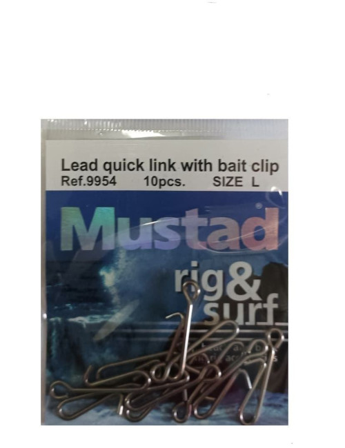 Enlace Rápido MUSTAD Lead Quick Link with bait Clip con pinza de cebo 10 unidades