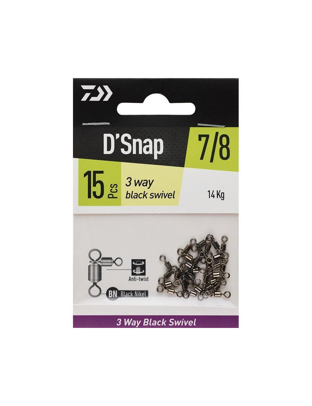 Emerillón DAIWA 3 way black swivel D´Snap