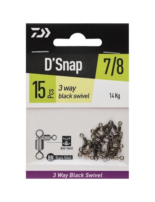 Emerillón DAIWA 3 way black swivel D´Snap